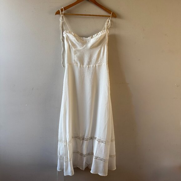 Reformation Dresses & Skirts - Reformation Ronan Midi Dress – Ivory – Tie Straps & Lace Trim – Size 6